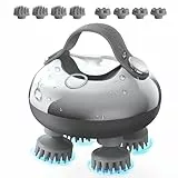 arboleaf Kopfhaut-Massagegerät elektrische Kopfmassage IPX7 wasserdicht mit 8 abnehmbaren Massageköpfen und 3 Massagemodi, handliches Kopfmassagegerät für Entspannung, Tiefenreinigung(silbrig)