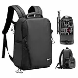 TARION Kamerarucksack Wasserdicht Fotorucksack SLR Kameratasche Kamera Rucksack mit 14 Zoll Laptopfach und Regenschutz für Spiegelreflexkameras-Schwarz