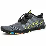 WateLves Strandschuhe Damen Herren Wasserschuhe Badeschuhe Unisex Atmungsaktiv Leicht Barfußschuhe rutschfeste für Schwimmen Tauchen (S901 Grau, 45EU)