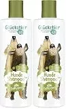Glückstier Hundeshampoo, 250 ml, rückfettendes Shampoo für alle Hunderassen, für glänzendes Fell & bessere Kämmbarkeit, angepasster pH-Wert, 100% vegan & tierleidfrei (Packung mit 2)