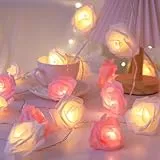 Copbopwn Rose Fairy String Lights 6.1 m 40 LED Pink Fairy Lights for Bedroom Fairy Lights Battery Operated Flower Fairy Lights String Lights Battery Operated Fairy Lights for Bedroom Wedding Valentine