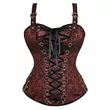 Grebrafan Corsage Top Damen Gothic Korsett Strapse Korsagen (EUR(42-44) 3XL, Braun)