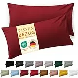 Blumtal Kissenbezug 40 x 80, 2 Stück - Oeko-TEX zert. Kissenbezüge 100% Mikrofaser in extra weich & waschmaschinenfest - Bezug Kissen 40x80 Aurora Rot