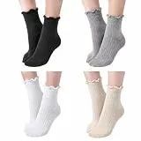 JJUNW 4 Paar Tabi Socken, Flip Flop Socken Baumwolle Damensocken Rüschen 2-Zehen Sockens Japanische Zehensocken