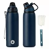 Fjbottle Edelstahl Trinkflasche Sport mit Magnetischem Deckel 1L, 800ml, 600ml, 400ml BPA-Frei Auslaufsichere Kinder Flasche - Kohlensäure geeignet 1500ML Wasserflasche Thermo für Schule, Fitness