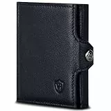 VON HEESEN Slim Wallet mit RFID Schutz - Geldbörse Herren klein - Mini Geldbeutel Damen Portmonee - Kartenetui Echtleder Karten Portemonnaie - Leder Kreditkartenetui Schwarz