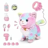 Fivtsme Spielzeug Katze für Kinder,Interaktives Haustier Katze Spielzeug mit Gehen, Bellen, Schwanzwedeln, Fernbedienung Elektronisch Plüschwelpe Spielzeug Haustier für 2 3 4 5 Jahre alt