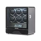 BARRINGTON 6 Uhrenbeweger | Hochwertige Luxus-Multi-Uhrenbewegerbox mit schwarzer Carbon-Oberfläche | Features Fernbedienung
