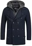 Indicode Herren Cliff Kurzmantel mit Stehkragen | Wollmantel Herrenmantel Mantel Navy, XL