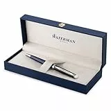 Waterman Hémisphère Kugelschreiber | Schwarze und blaue Lackierung mit palladiumbeschichteten Zierteilen | Mittlere Spitze | Geschenkbox