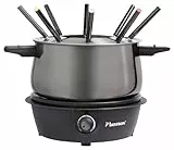 Bestron elektrisches Fondue Set für bis zu 8 Personen, mit 8x Fonduegabeln & stufenlosen Thermostat, inkl. Spritzschutz, Farbe: Titangrau