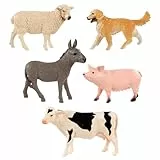 Idena 40390 - Spielfiguren Set, 5 Farmtiere aus Kunststoff, jeweils ca. 10 cm groß, Tierfiguren für Kinder ab 3 Jahren