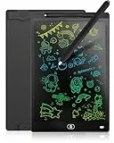Genialba LCD Schreibtafel 12 Zoll, Buntes LCD Schreibtablett, Kindergeschenk, LCD Writing Tablet Elektronischer Tablette, Grafiktablett für Kinderspiele 2 3 4 5 6 7 Jahre alte Mädchen (Schwarz)