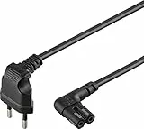 Goobay 73019 SONOS Euro Netzkabel 2 polig / C7 Buchse Typ C Eurostecker 90° Winkelstecker 230V / Eurokabel SONOS Play 1 & 5 Lautsprecher Schwarz 2m