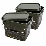 BAT-Tackle Realistic® Bait Bucket – Luftdichter Futtereimer mit Deckel – Bruchfester Angel-Eimer lebensmittelecht – Mit Metall-Tragebügel für Boilies & Pellets (2 STK. 10l)
