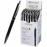 Westcott Kugelschreiber ALLTIME Schwarz 50 Stück | Vorteilspack Druckkugelschreiber mit schwarzer Tinte | Strichstärke M X20 Standardmine | Dokumentenecht ISO 12757-2 | Metallclip | E-737470 00
