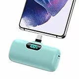 Feob Power Bank USB C 5000mAh, 15W PD 3.0A Schnelles Aufladen Powerbank Schlank LCD Display Extrener Akku Pack Kompatibel mit Samsung S23,S22/Note/Huawei/LG/Pixel/Nexus,USB-C-Telefone usw.[Grün]