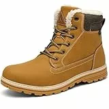 Mishansha Winterschuhe Herren Gefüttert Winterstiefel Damen Outdoor Wanderschuhe Warm rutschfest Schneestiefel Hellbraun 44 EU