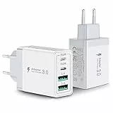 2er Pack USB C Ladegerät, Aioneus 40W Schnellladegerät 4 Ports PD+QC Netzteil, Mehrfach USB C Power Adapter für iPhone 15 Plus 14 Pro Max 13 Pro 12 Mini 11 SE XS XR 8, Samsung, Handy