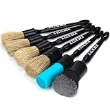 Kasauber 6X Auto Detailing Reinigung Pinsel Set, Premium Detail Bürsten Reinigungspinsel Brush zum Schonend Reinigen Autopflege für Car Motor Rädern Felgen Leder Innenraum Außenraum