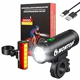 MONTOP StVZO Zugelassen Fahrradlicht Set USB Akku, LED Fahrradbeleuchtung Fahrradlampe, Bike Light Fahradbeleuchtungsset INKL. Frontlichter & Rücklicht, Fahrradlichter für Kinder und Erwachsene LITE