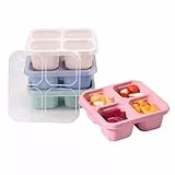 4 Stück Snackboxen mit 4 Fächern, Wiederverwendbare Vesperbox, Kleine Jausenbox mit Deckel Plastik, Kinder Bento Box Auslaufsicher, Snack Behälter, Meal Prep Container für Ausflüge Schule Outdoor