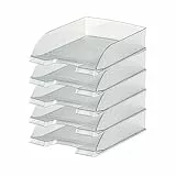 Leitz Briefkorb Standard A4, 5er Pack, Briefablage in Premium-Qualität, Stapelbare Ablagefächer als Schreibtisch-Organizer, Kombinierbar mit Plus-Serie, Farblos, 52270003