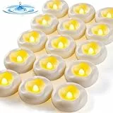 Auemaniliy-12 Stück 5,1cm LED schwimmKerze, 200 Stunden wasserdichte warmweiße batteriebetriebene schwimmende Teekerze für romantisches Hochzeitszentrum/Bad/Pool/Brunnen