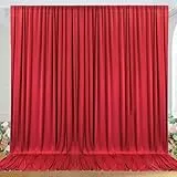 3×3 m Rot Hintergrund Vorhang, Deko Hochzeit Party Geburtstag Grad Fotowand Hintergrund, 2 Platten 1,5×3 m Faltenfreie Weiche Seidige Rot Vorhänge für Kulissen Home