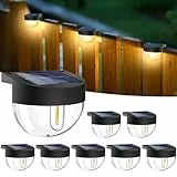 btfarm 8 Stück Solarlampen für Außen Garten, Wasserdichte LED Solarleuchten, Gartenbeleuchtung Deko für Balkon Zaun Stufen Treppen Terrasse, Warmes Weiß