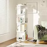 Nordivale Drehbares Bücherregal 360° Frei, Brehregal Düroregal Weiß, Bücherregal Kinder, für Wohnzimmer, Arbeitszimmer, Büro, als Raumteiler, 4 Ebenen