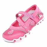 Unitysow Mädchen Sandalen Glitzer Prinzessin Schuhe Flache Wandersandalen Komfort Mary Jane Geburtstag Party Tanzschuhe für kleine Kinder/große Kinder, rot, 33 EU
