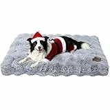 BingoPaw Hundebett Grosse Hunde waschbar: XL Hundekissen flauschig Hundematte für Hunde, Hundematratze wasserdicht abnehmbar rutschfest, beruhigendes Haustierbett, Grau, 105x70x12 cm