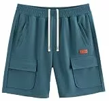 APTRO Kurze Hosen Herren Shorts mit Reißverschlusstasche Freizeitshorts Elastische Taille Türkis L