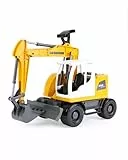 Lena Worxx Schaufelbagger Liebherr A918 Compact Litronic 48 cm, Bagger Spielzeug mit 360° drehbarem Arm, realisitisches Baustellen Spielfahrzeug mit Schiebeschild, für Kinder ab 3 Jahren