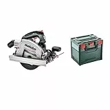 metabo Akku-Handkreissäge KS 18 LTX 66 BL - 18 V, 66 mm Schnitttiefe, 165 mm Sägeblatt-Ø, 4800 U/min - LED-Arbeitslicht, bürstenloser Motor, Aluminium-Bodenplatte - Inkl. metaBOX 340 und Zubehör