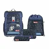 Step by Step Schulranzen-Set Cloud Star Astronaut Cosmo, 5-teilig, blau, Astronaut-Design, ergonomischer Tornister mit Reflektoren, höhenverstellbar mit Hüftgurt, für die 1. bis 4. Klasse, 19L