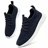 AZSDXS Leicht Turnschuhe Sportschuhe Damen Sneaker Atmungsaktive Hallenschuhe Sommer Schuhe Laufschuhe Outdoor für Fitness Tennis Jogging Bequem Straßenlaufschuhe Dunkelblau 42