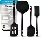 DI ORO Pfannenwender Silikon - 315°C Hitzebeständige Silikonspatel, BPA-frei - Küchenhelfer-Set für beschichtete Pfannen - Spatel für Eier, Crêpes und Burger - Robustes Küchenutensilien-Set (4-Teilig)
