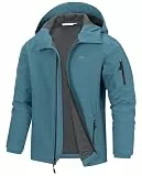 33,000ft Jacke Herren Wasserdichte Atmungsaktiv Softshelljacke - Übergangsjacke Winddichte Regenjacke Wanderjacke mit Kapuze Hellblau XL