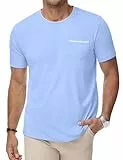 iClosam Tshirt Männer Feuchtigkeitsableitend Herren T Shirt Baumwolle Weich Mens Kurzarm Top Vielseitig Männer Tshirts für Sommer,Hellblau,L