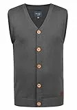 Blend BHLennardo Herren Pullunder Strickweste Feinstrick Weste mit V-Ausschnitt Holz-Knopfleiste ärmellos Baumwollmischung Regular fit, Größe:L, Farbe:Pewter Mix (70817)