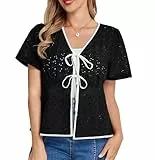 Damen Elegant Boleros Retro V Ausschnitt Hohl Kurze Cardigan Weiß L