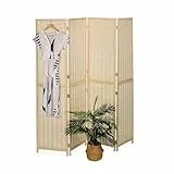 Relaxdays Paravent, 4-teilig, Faltbarer Raumtrenner, HxB: 180x182 cm, Bambus & Holz, Wohnzimmer, Trennwand innen, Natur