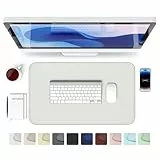 GOMIN Schreibtischunterlage 60x35cm - PU Leder Mauspad Wasserfest & Rutschfest - Laptop Tischunterlage Groß - Leicht zu reinigende Schreibunterlage - Mousepad XXL für Büro und Home-Office - Weiß