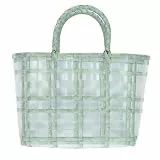 BESTonZON Korb Tasche Geflochten Mit Henkel Transparenter Jelly Bag Einkaufskorb 30X1X30Cm Leichte Handgewebte Strand- Und Einkaufstasche Für Freizeit Und Haushalt