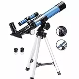 Aomekie Teleskop Astronomie Fernrohr Teleskop Einsteiger mit 10X Smartphone Adapter Ausziehbares Stativ Tasche Mondfilter und Aufrechtes Sucherfernrohr (40/400)