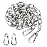 FTXanty Kette Edelstahl Stahlkette 3mm 1.5m Kettenglieder Edelstahl Ketten + 2 pcs Karabiner Gliederkette Verlängerungskette für Aufhängen Ankerkette Haengematte -Belastung 90kg