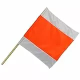 Warnflagge Warnfahne Warnsignal Signalfahne orange/weiß Stoff mit Holzstab 50 x 50 cm. Der Durchmesser des Stabs beträgt 2 cm.