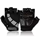 Nesirooh Fahrradhandschuhe Herren Damen Sommer, Radsporthandschuhe Halbfinger für Mountainbike Rennrad Wandern Bergsteigen (schwarz grau, L)